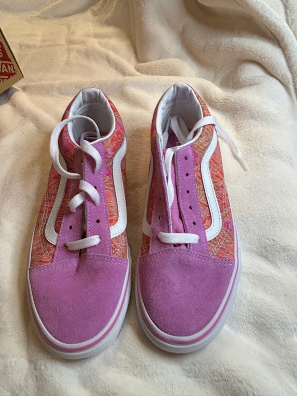 Vans Kids Rose Camo Pink Floral Suede & Patterned Canvas Old Skool Sneakers